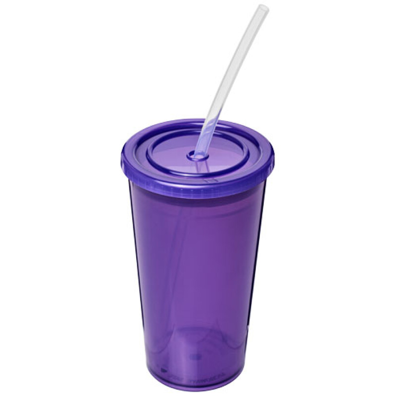Transparentní dvouvrstvý kelímek, 350ml, fialový