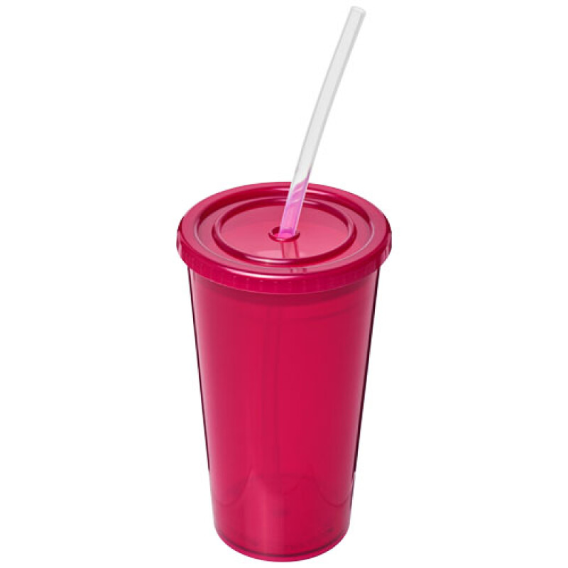 Transparentní dvouvrstvý kelímek, 350ml, růžový