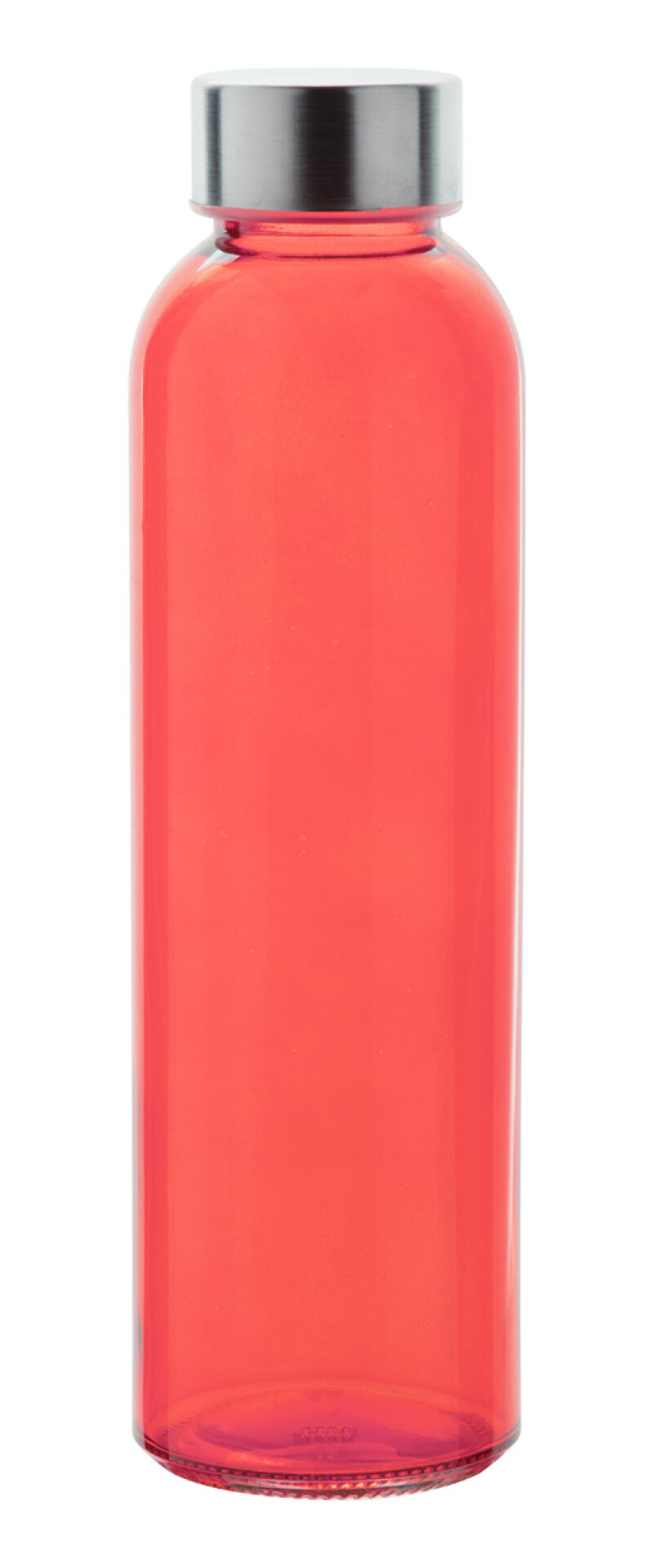 Transparentní láhev na pití, 500ml, s kovovým víčkem, červená