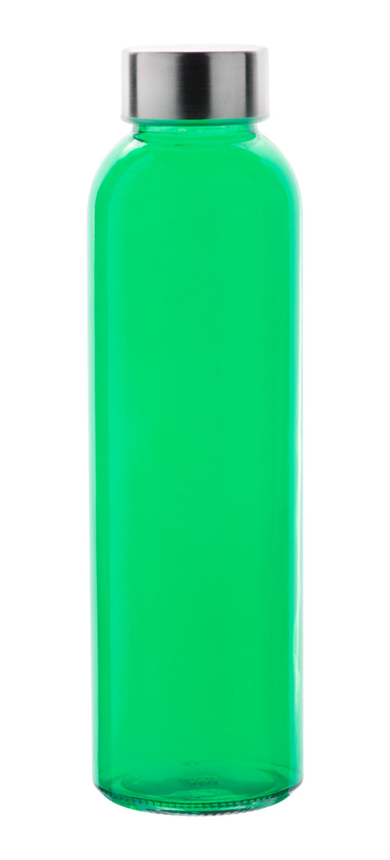 Transparentní láhev na pití, 500ml, s kovovým víčkem, zelená