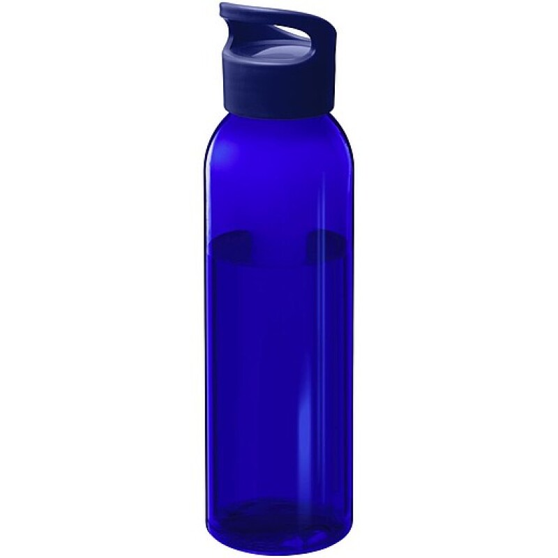 Láhev z recyklovaného plastu s karabinou, 400ml, modrá