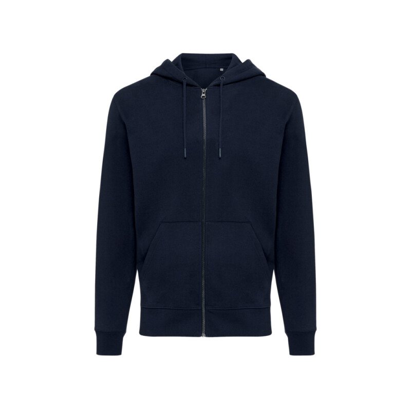 Unisex mikina na zip s kapucí Iqoniq Abisko, námořní modrá, velikost XXS