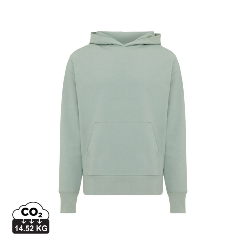 Unisex mikina s kapucí Iqoniq Yoho relaxed fit, velikost XS, jemná zelená