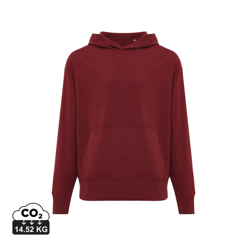 Unisex mikina s kapucí Iqoniq Yoho relaxed fit, vínově červená, velikost M