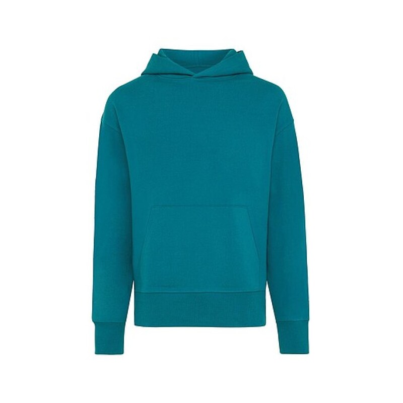 Unisex mikina s kapucí Iqoniq Yoho z recyklované bavlny, tyrkysová, M