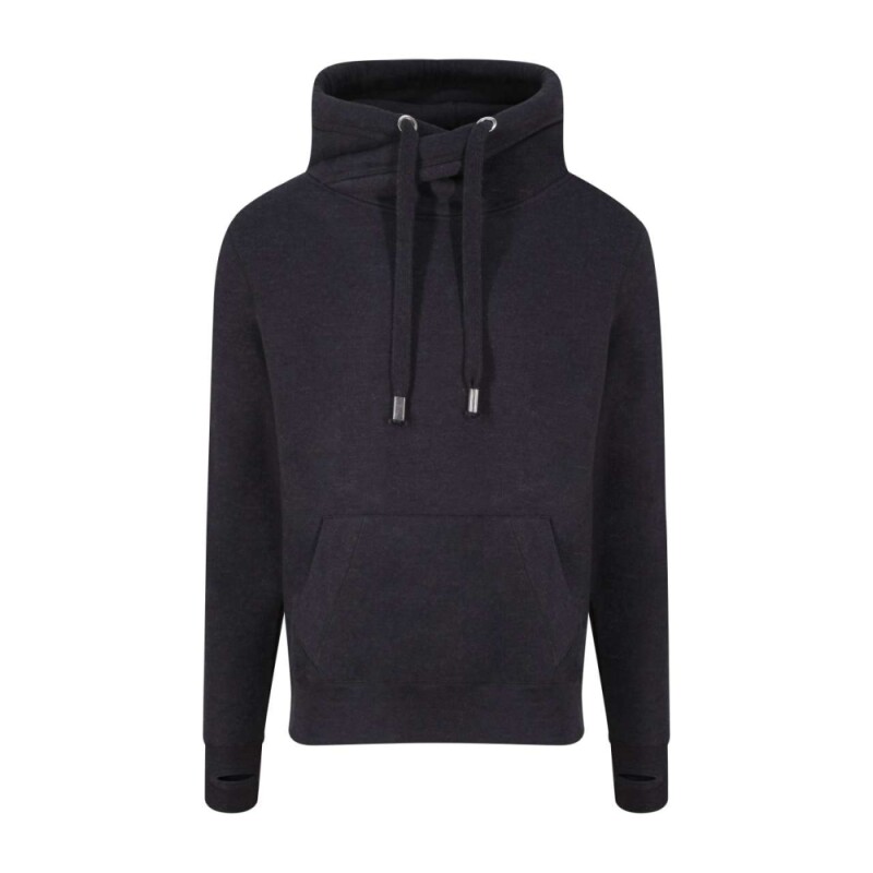 Unisex mikina s kapucí CROSS NECK HOODIE, černošedá, velikost L