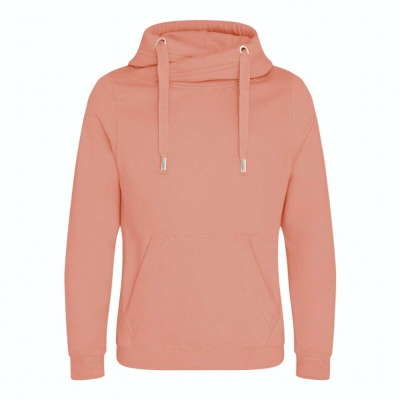 Unisex mikina s kapucí CROSS NECK HOODIE, jemně růžová, velikost S