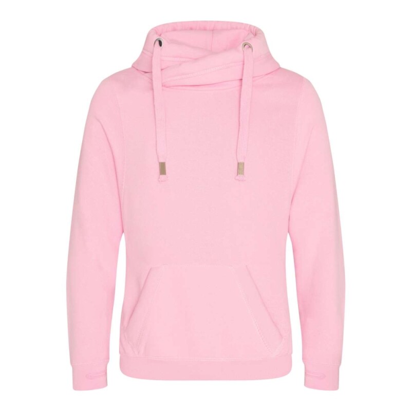 Unisex mikina s kapucí CROSS NECK HOODIE, světle růžová, velikost XS