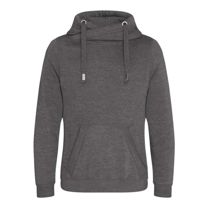 Unisex mikina s kapucí CROSS NECK HOODIE, tmavě šedý melír, velikost S