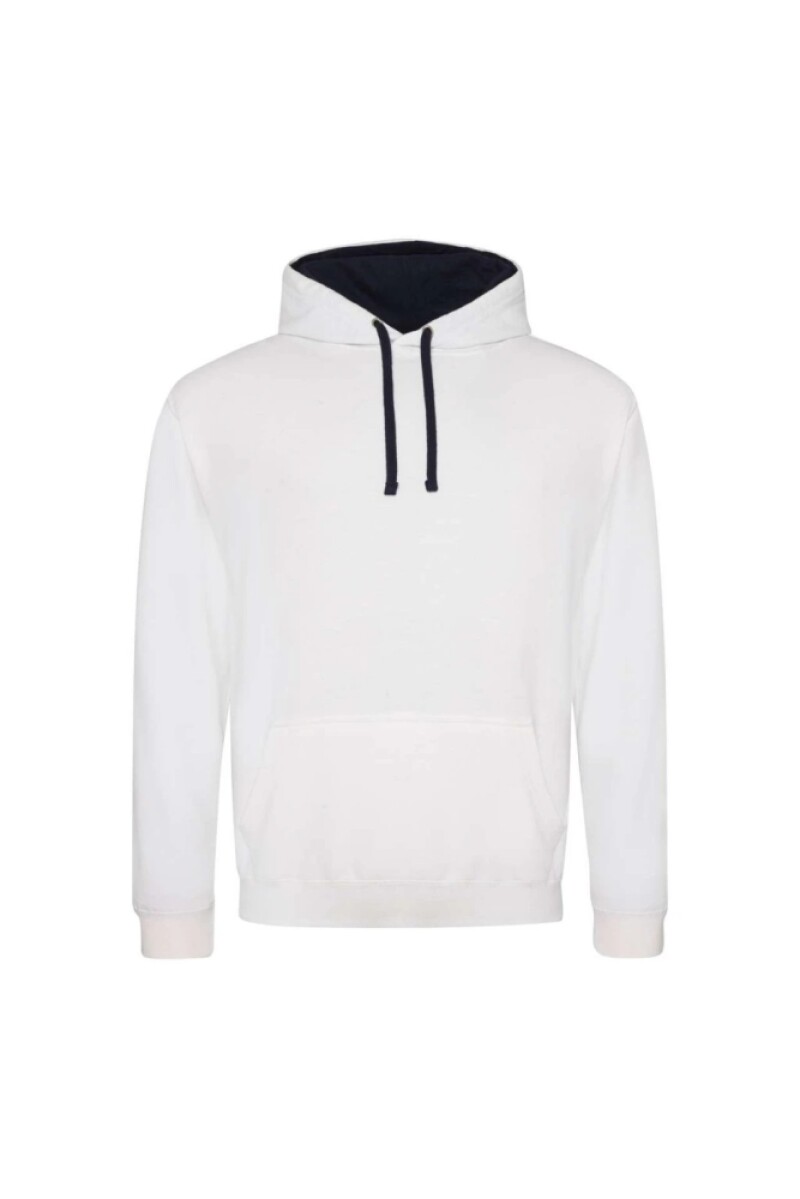 Unisex mikina s kapucí VARSITY HOODIE, bílá/tmavě námořní modrá, velikost S