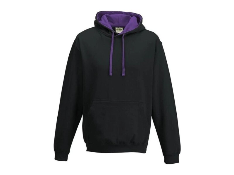 Unisex mikina s kapucí VARSITY HOODIE, černá/fialová, velikost M