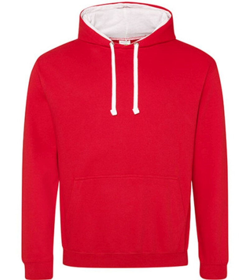 Unisex mikina s kapucí VARSITY HOODIE, červená/bílá, velikost M