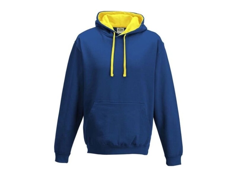 Unisex mikina s kapucí VARSITY HOODIE, královská modrá/žlutá, velikost L