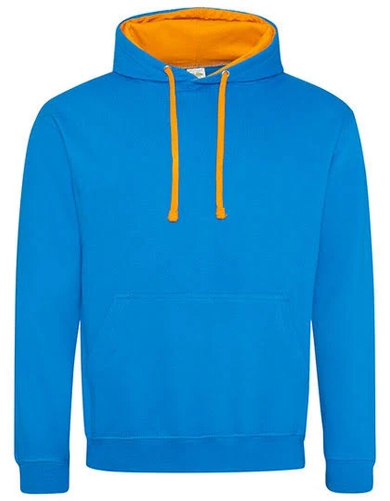 Unisex mikina s kapucí VARSITY HOODIE, modrá/oranžová, velikost L