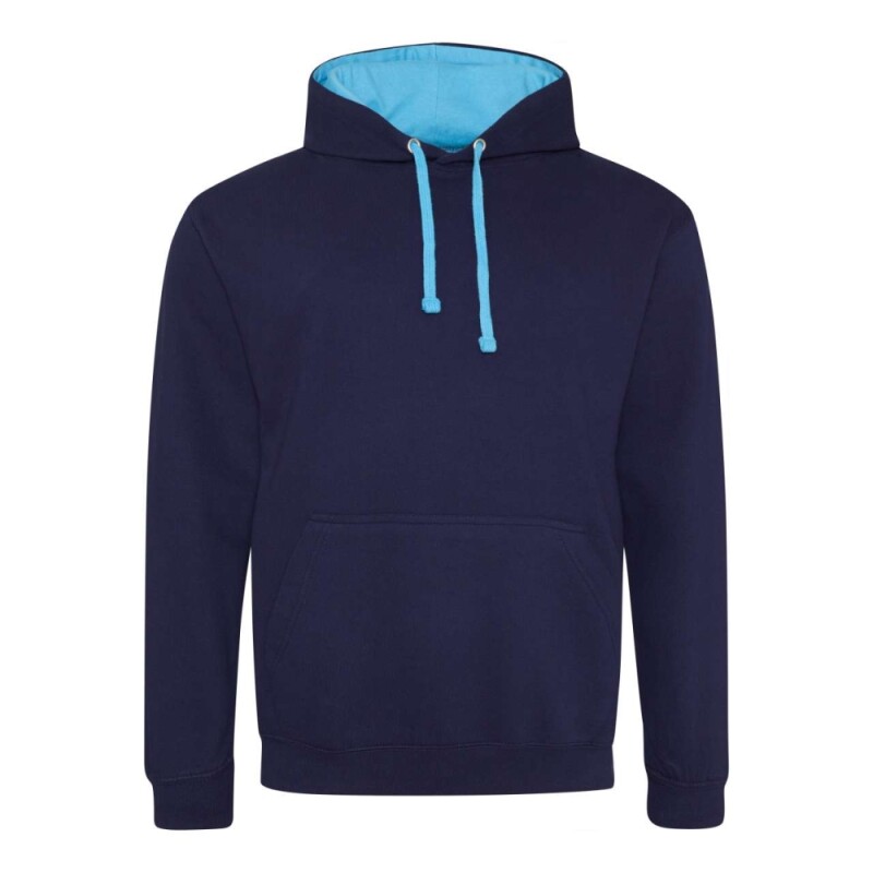 Unisex mikina s kapucí VARSITY HOODIE, námořní modrá/světle modrá, velikost XXL