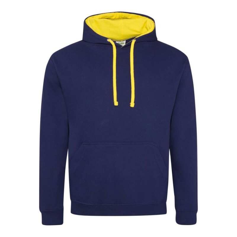 Unisex mikina s kapucí VARSITY HOODIE, námořní modrá/žlutá, velikost M
