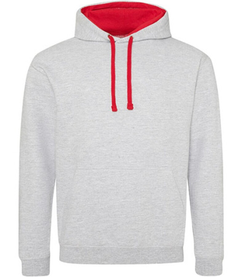 Unisex mikina s kapucí VARSITY HOODIE, světle šedý melír/červená, velikost L