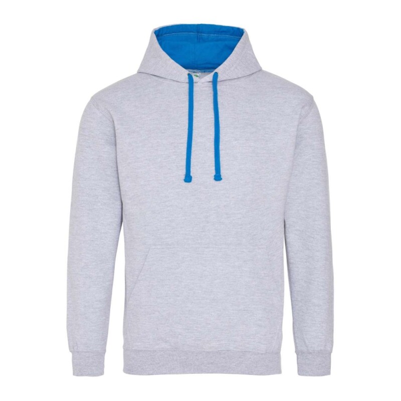Unisex mikina s kapucí VARSITY HOODIE, světle šedý melír/modrá, velikost M