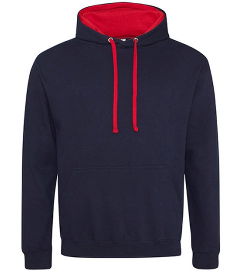 Unisex mikina s kapucí VARSITY HOODIE, tmavě námořní modrá/červená, velikost XS