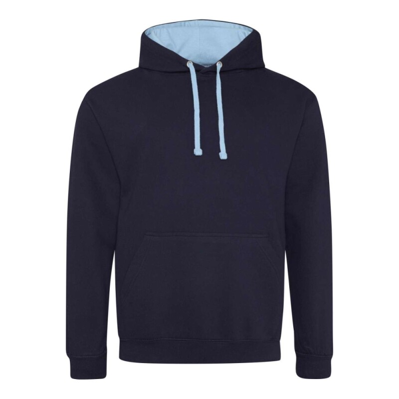 Unisex mikina s kapucí VARSITY HOODIE, tmavě námořní modrá/jemně modrá, velikost L