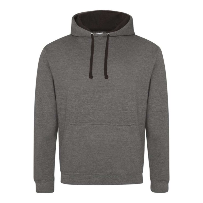 Unisex mikina s kapucí VARSITY HOODIE, tmavě šedý melír/černá, velikost L