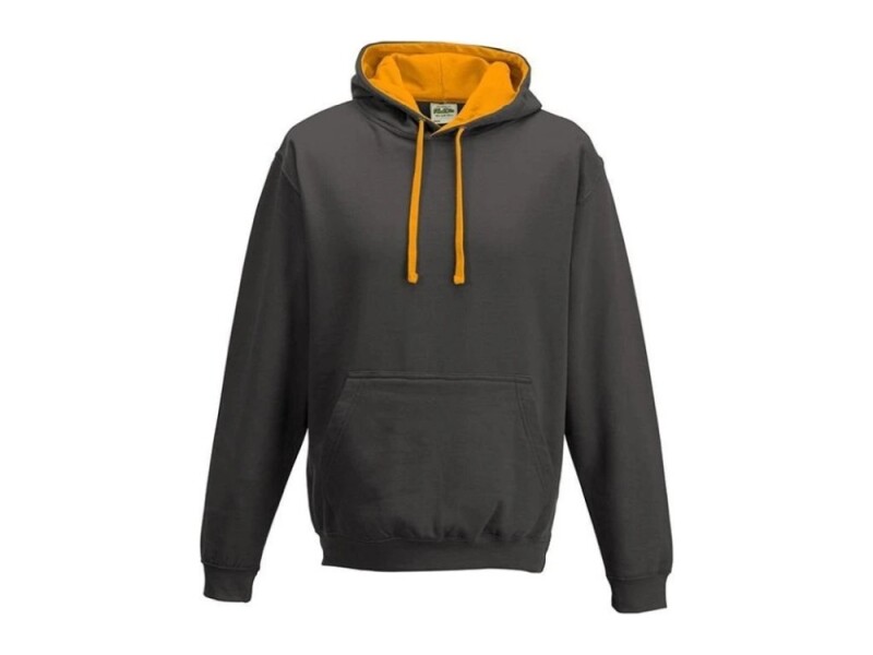 Unisex mikina s kapucí VARSITY HOODIE, tmavě šedý melír/oranžová, velikost XXL