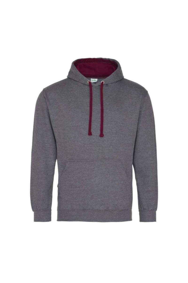 Unisex mikina s kapucí VARSITY HOODIE, tmavě šedý melír/vínová, velikost XXL