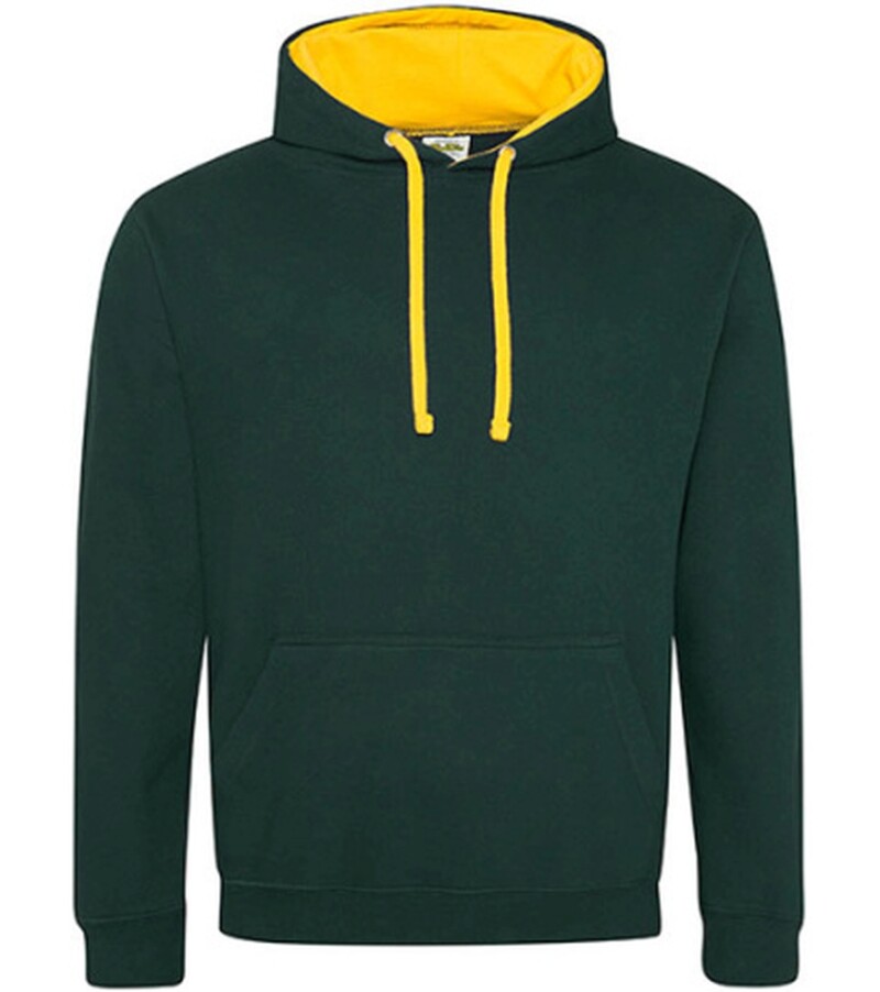 Unisex mikina s kapucí VARSITY HOODIE, tmavě zelená/tmavě žlutá, velikost XXL