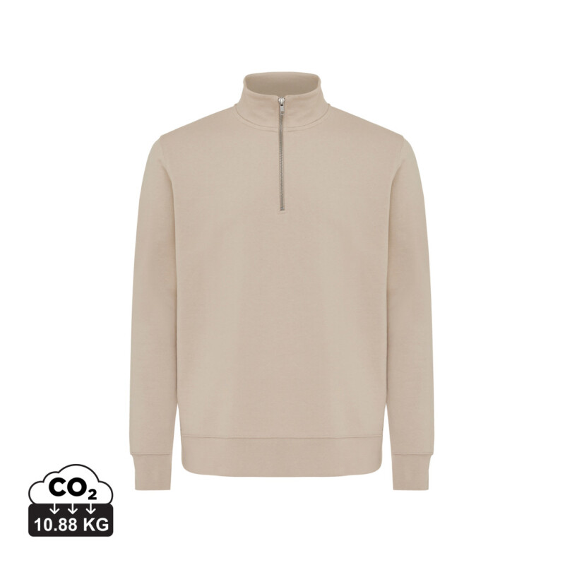 Unisex svetr se čtvrtečním zipem IQONIQ Elgon, velikost 3XL, světle béžová