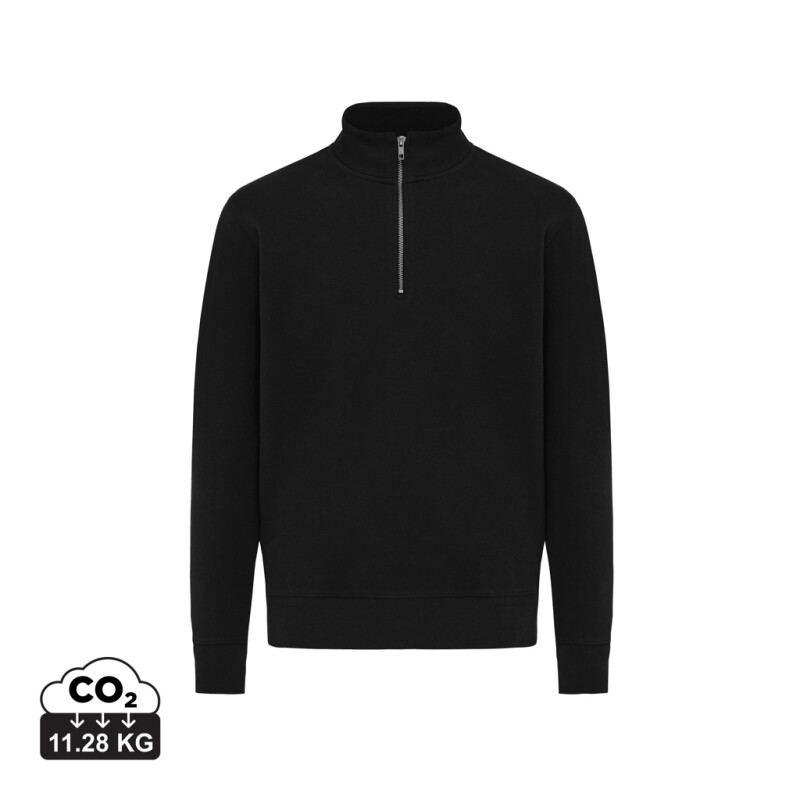 Unisex svetr se čtvrtečním zipem IQONIQ Elgon, velikost 4XL, černá