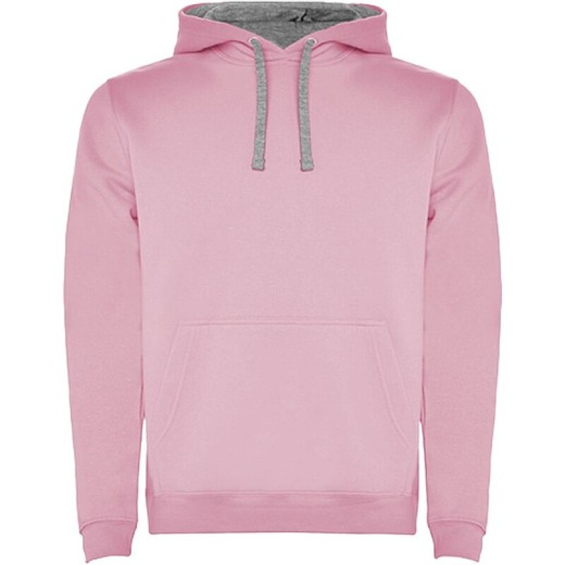 Pánská mikina s kapucí ROLY URBAN, růžová s šedými doplňky, 3XL