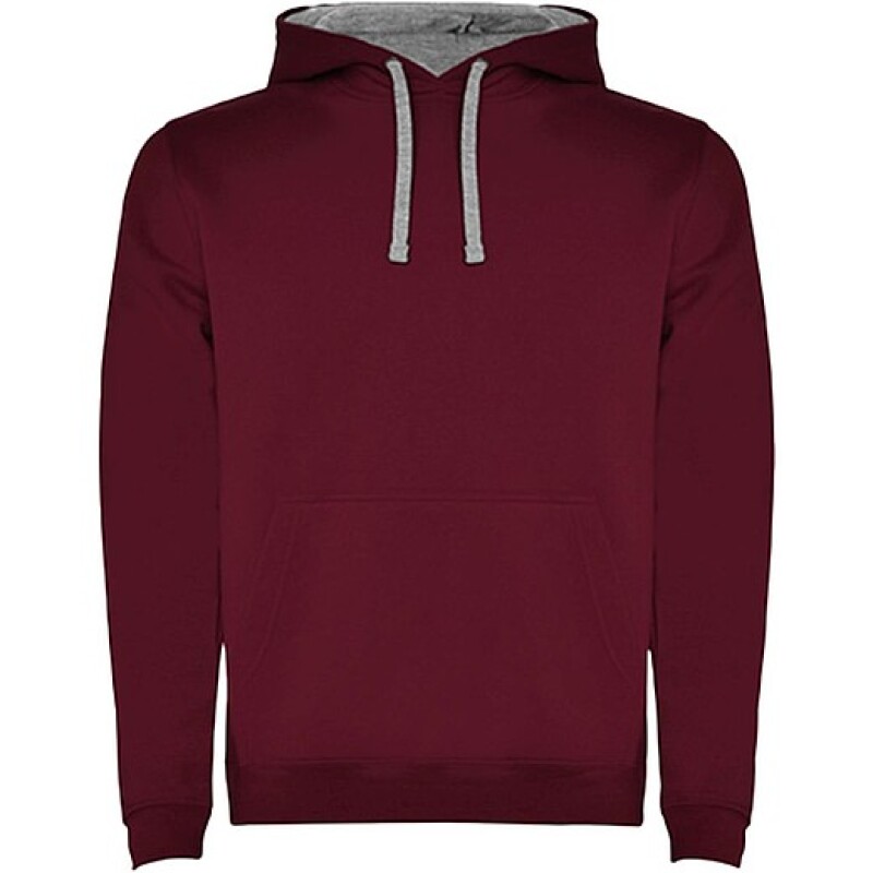 Pánská mikina s kapucí ROLY URBAN, vínová s šedými doplňky, 3XL