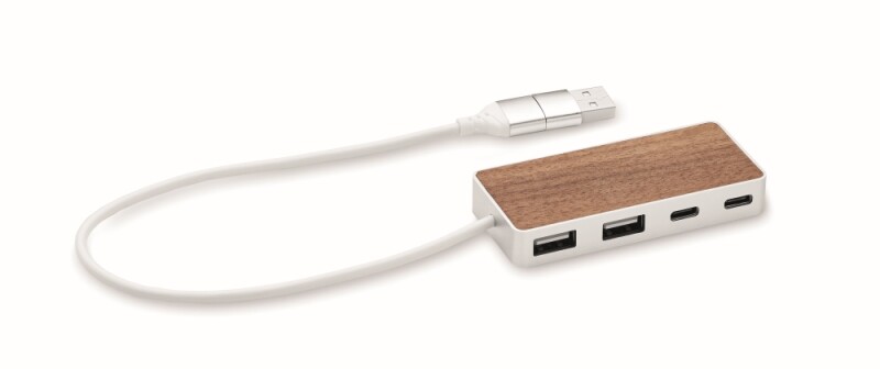 USB hub 4 porty 27,5 cm, světle hnědá