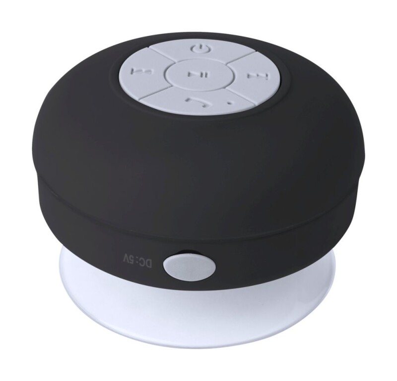 Voděodolný Bluetooth reproduktor s pogumovaným povrchem a velkou přísavkou, černá