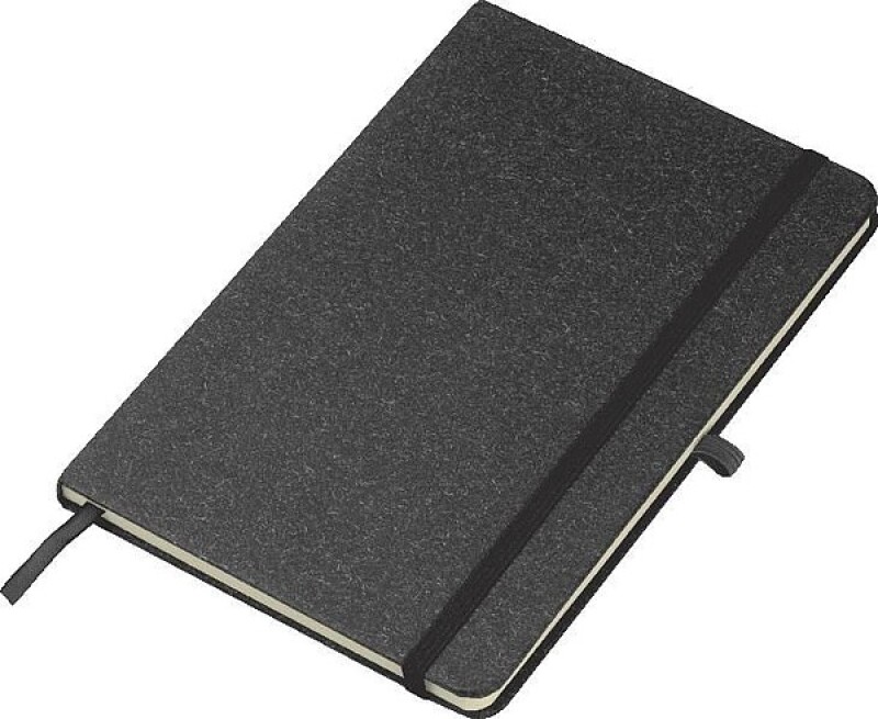 MAKAR Zápisník A5 se záložkou do kartonu a elastickým zapínáním, černá