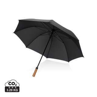 30" auto open deštník z RPET Aware™ z akáciového dřeva, černá