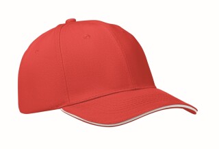 Šestipanelová baseballová kšiltovka, bílá/červená