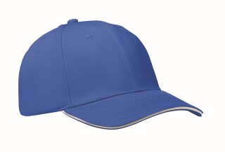 Šestipanelová baseballová kšiltovka, bílá/modrá
