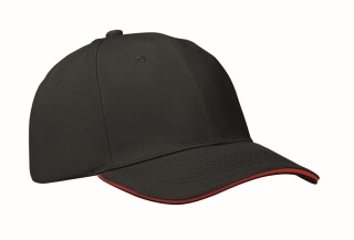 Šestipanelová baseballová kšiltovka, černá/červená