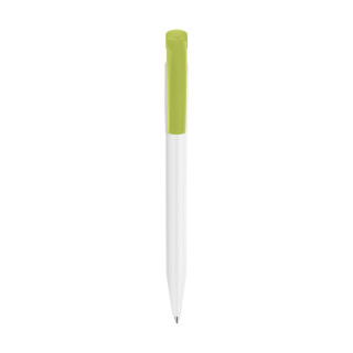 DELIONO Plastová propiska STILOLINEA s modrou náplní, bílé tělo a světle zelený klip