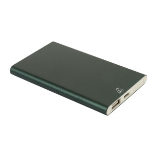 Power banka stredne zelená 4000 mAh z recyklovaného hliníka