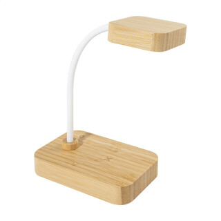 Stolná lampa s bezdrôtovou nabíjačkou, prírodná
