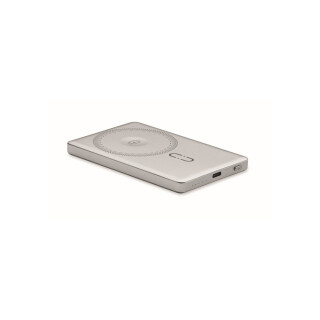 Bezdrôtová magnetická powerbanka 5000 mAh, strieborná
