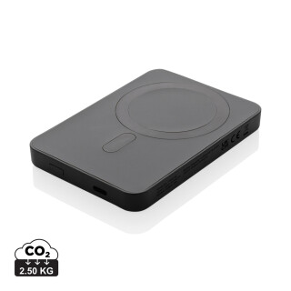 Powerbanka 5000mAh s magnetem a bezdrátovým nabíjením, černá
