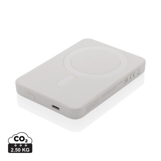 Powerbanka 5000mAh s magnetem a bezdrátovým nabíjením, bílá