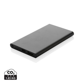 Powerbanka 4000mAh, recyklovaný plast a hliník, černá