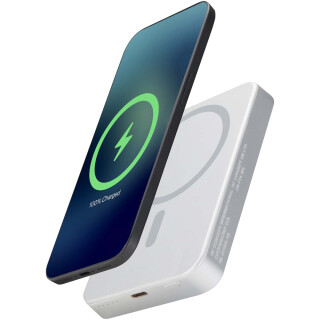 Magnetická powerbanka Avis 10 000 mAh z recyklovaného hliníka, strieborná