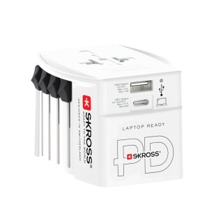 Světový cestovní adaptér MUV 65W PD s USB C kabelem, bílá