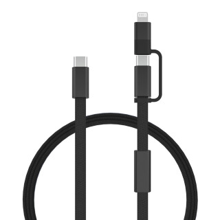 Rýchlonabíjací kábel Arc 2v1 z Rcs 60W 120 cm, čierna