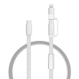 Rýchlonabíjací kábel Arc 2v1 z Rcs 60W 120 cm, šedý